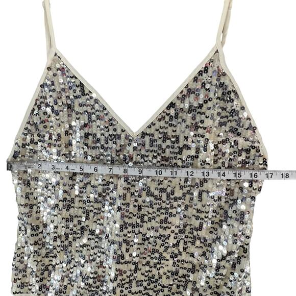 Goldie Twilight Camisole Top Womens M Silver Cream Sequin Sparkles Shimmer Glam - Picture 8 of 16